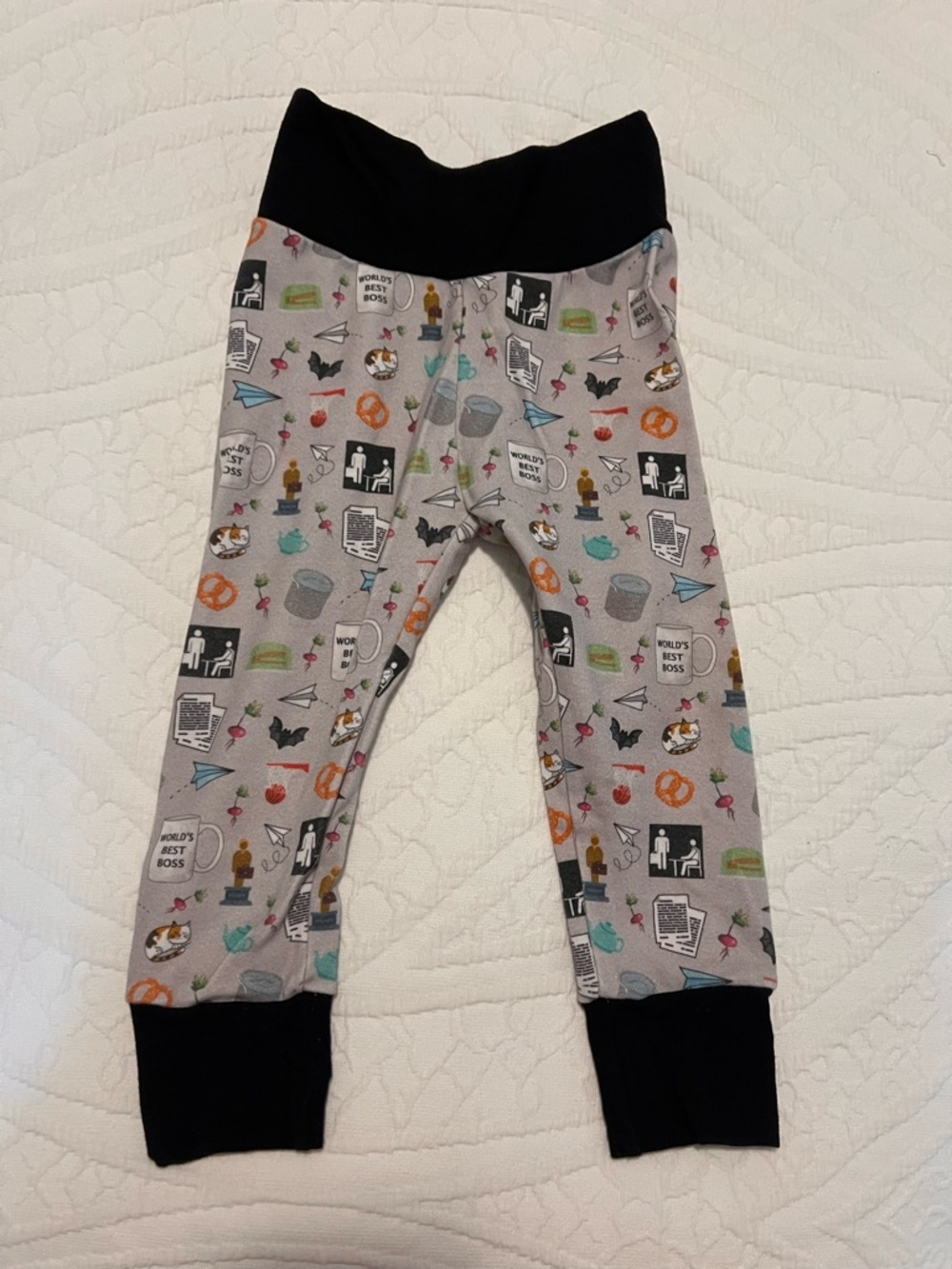 The Office Print Kids Leggings with Black Waistband